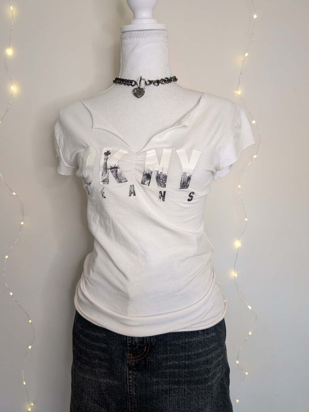 DKNY White Logo Short Sleeve Tee